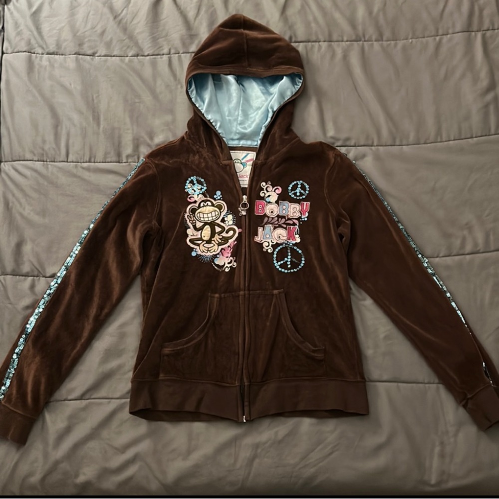 2000’s Bobby Jack Brown Velvour Hoodie~